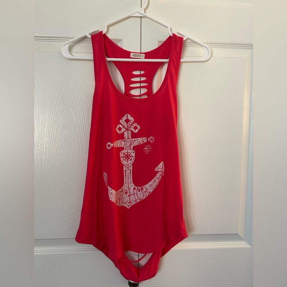 Ardene Red Anchor Tank Top